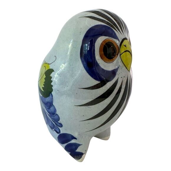 Mexican Tonala Pottery Owl Figurine – Handcrafted & Signed CAT 124 - Picture 2 of 12